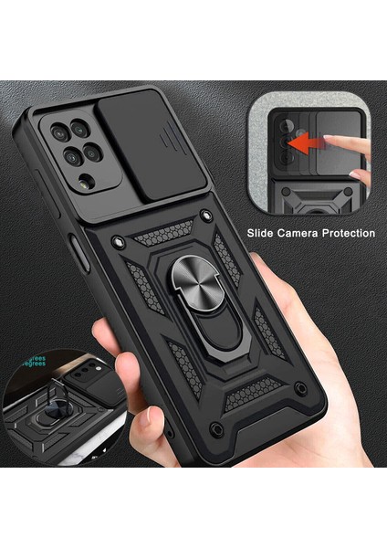 Samsung Galaxy S23 Plus Uyumlu Kılıf Kamera Korumalı Sürgülü Yüzüklü Armor Military Tank Siyah modelleri