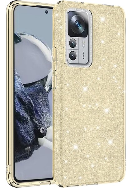 Xiaomi Mi 12T Pro ile Uyumlu Luxury Simli Taşlı Parlak Silikon Tam Koruma Kadın Telefon Kılıfı Kapak