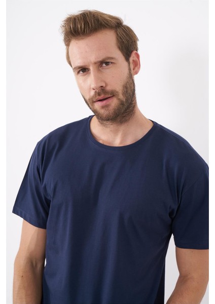 Çetinkaya Mentality Pamuk Erkek Slim Fit Bisiklet Yaka 3'lü Siyah-Beyaz-Lacivert Tişört Paketi 2772B modelleri
