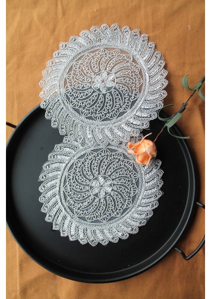 6 Adet Anthemis Chia Gümüş Bardak Altlığı & Kokteyl Peçetesi fırsatları