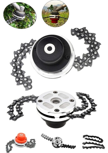 Motorlu Tırpan Universal Metal Başlık Zincirli Tırpan Aparatı Başlığı Ot Canavar Başlık