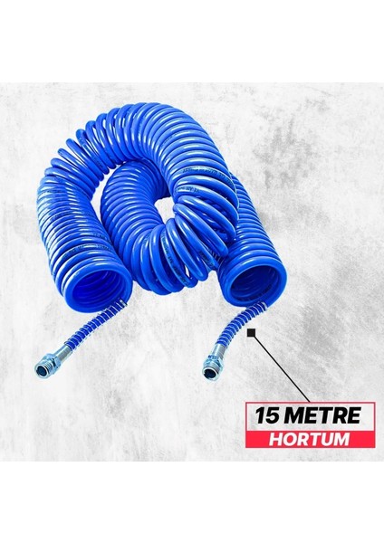 50 Litre Hava Kompresörü 2hp 8bar 15MT Spiral Hortum Havatabancası- Jakları Full- Fırsat Paket