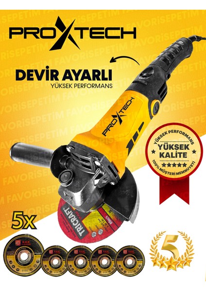 Yüksektork Devir Ayarlı Spral Taşlama Makinası Avuç Içi Taşlama 115 mm 5 Adet Disk