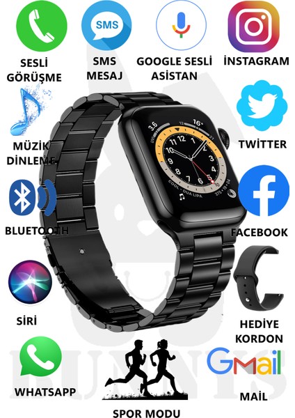 Watch 8 Pro Metal Kordonlu Akıllı Saat 45MM Nfc Özellikli Bt Çağrı Destekli