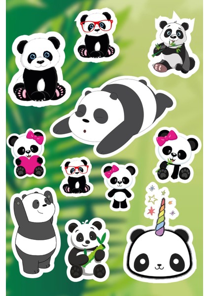 Çocuklar Için Panda Sticker Seti (11 Adet)