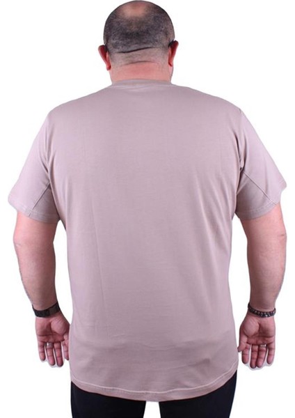 Büyük Beden Sıfır Yaka Tişört Wings 23112 Toprak fiyatları