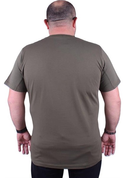 Büyük Beden Sıfır Yaka Tişört Tropical 23114 Hakı fiyatları