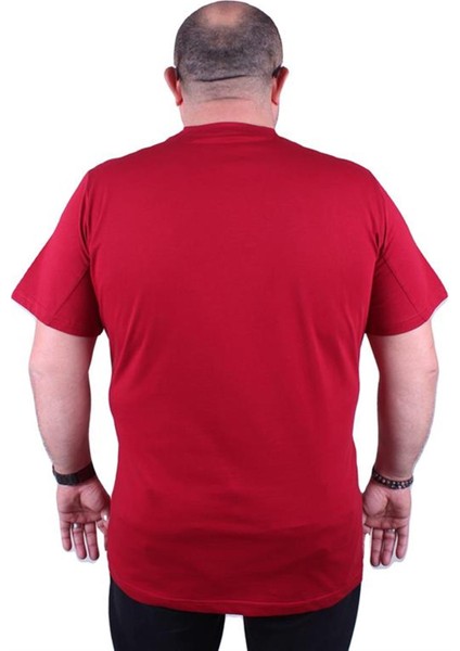 Büyük Beden Sıfır Yaka Tişört Wings 23112 Bordo