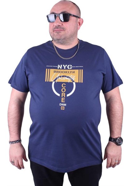 Büyük Beden Erkek Sıfır Yaka Tişört Core 23122 Marin