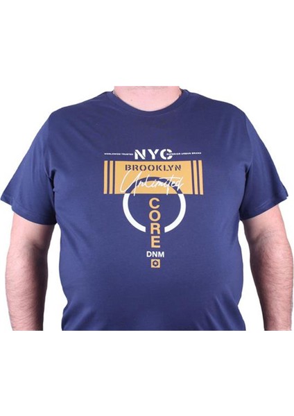 Büyük Beden Erkek Sıfır Yaka Tişört Core 23122 Marin modelleri