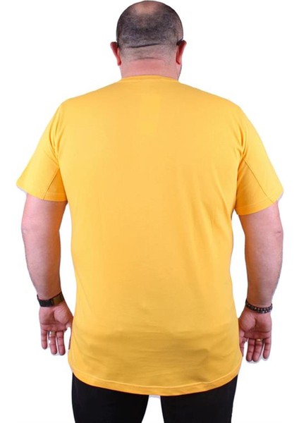 Büyük Beden Sıfır Yaka Tişört Tropical 23114 Sarı fiyatları