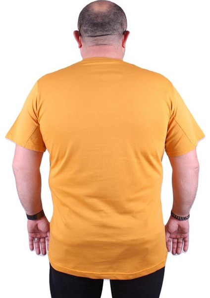 Büyük Beden Erkek Sıfır Yaka Tişört Space 23123 Hardal fiyatları