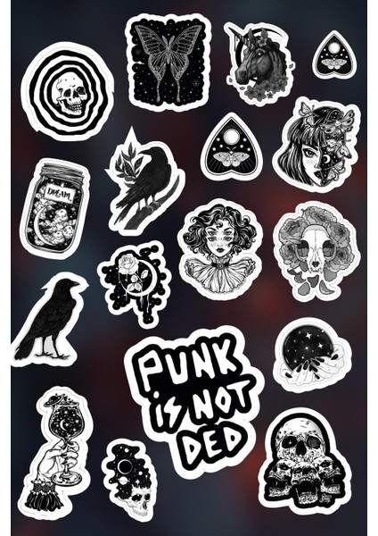 Gothic Harajuku Sticker Seti (17 Adet)