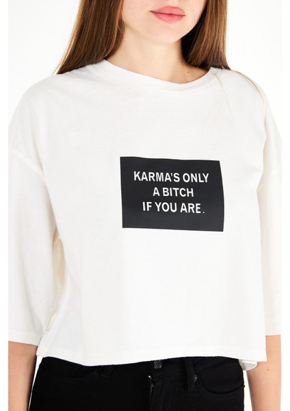 AS Anita Store Karma's Only A Bitch If You Are Baskılı Overisize T-Shirt