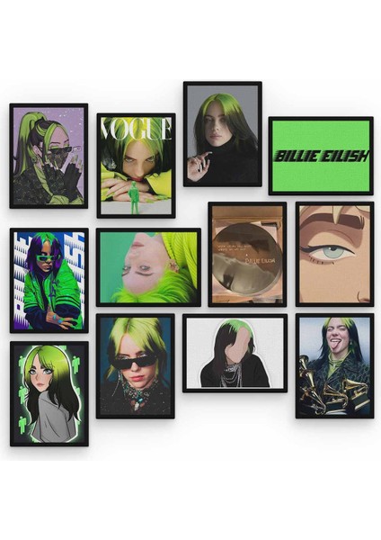 Zeron Tasarım Billie Eilish 12 Parça Ahşap Mdf Tablo ZLLTB417