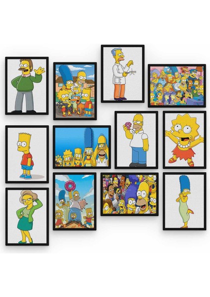 Zeron Tasarım The Simpson 12 Parça Ahşap Mdf Tablo ZLLTB234