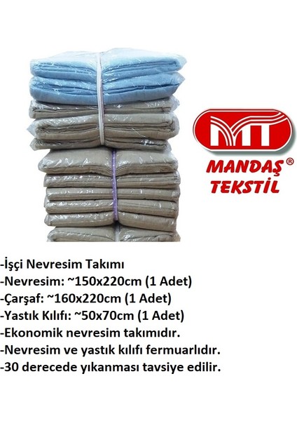 Işçi Şantiye Ekonomik Nevresim Takımı-Mavi