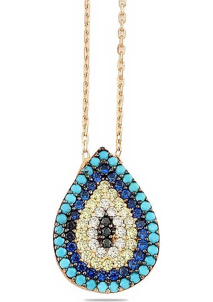 Gümüş Rose Damla Nazar Kadın Kolye