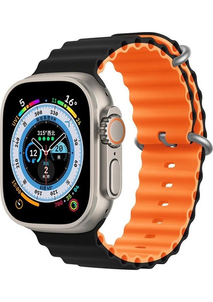 Apple Watch 38 40 41 42 44 45 49 MM Uyumlu Kordon Çift Renkli Ayarlanabilir Titanium Tokalı Şık Ocean Silicone Loop Strap