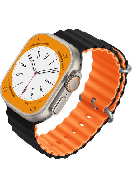 Apple Watch 38 40 41 42 44 45 49 MM Uyumlu Kordon Çift Renkli Ayarlanabilir Titanium Tokalı Şık Ocean Silicone Loop Strap