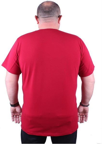 Mocgrande Erkek Büyük Beden Likralı Basic V Yaka Tişört 11170 Bordo