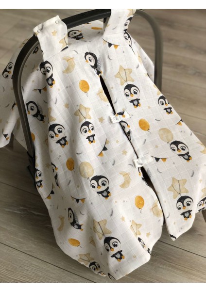 Penguenler Müslin Bej Örgü Pike Çift Yönlü Puset Örtüsü fiyatları