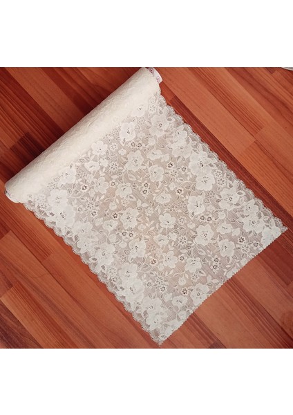 Dantel Pvc Kaymaz Raf Dolap Runner ve Çekmece Örtüsü 40 cm x 5 mt - Krem-