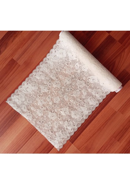Dantel Pvc Kaymaz Raf Dolap Runner ve Çekmece Örtüsü 40 cm x 5 mt - Krem-
