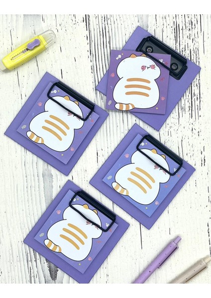 Sevimli Hayvan Desenli Mor Yapışkanlı Sekreterlik Not Defteri/ Sticky Note / Sticker/ Post-it/ Bullet Journal