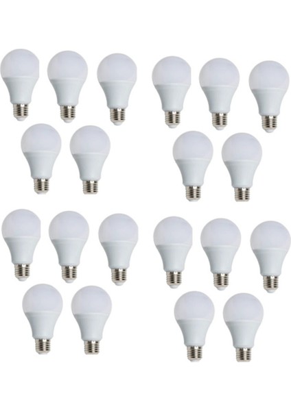 LED Ampül 9 W E27 Duy Günışığı Renk 20 Adet