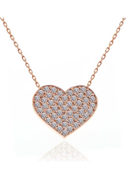 Gümüş Rose Kalp Kadın Kolye modelleri