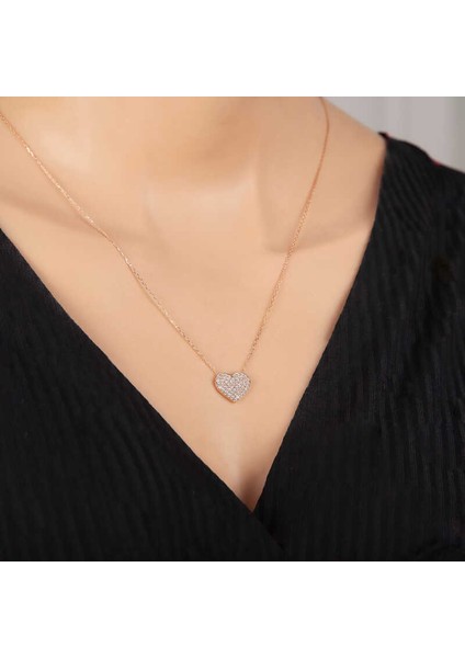 Gümüş Rose Kalp Kadın Kolye fırsatları