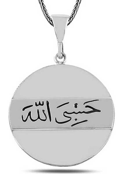Gümüş Arapça Hasbiyallah Yazılı Kolye