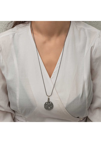 Gümüş Kazaziye Örgü Kadın Kolye indirimleri