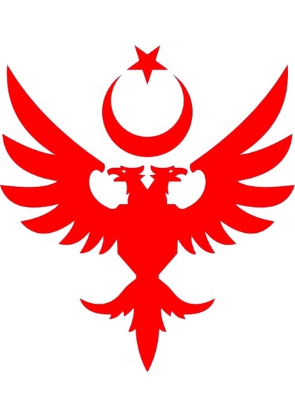 Anadolu Selçuklu Çift Başlı Kartalı Ay Yıldız Beyaz Sticker 19X14.5 cm