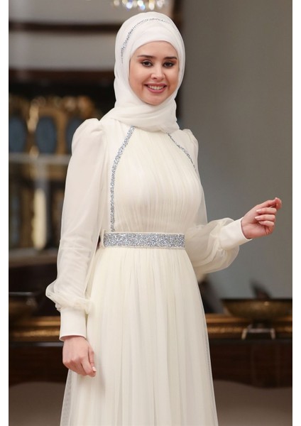 Efsane Tesettür Abiye Ekru fiyatları