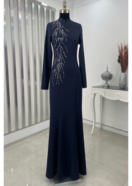 Bahar Tesettür Abiye Lacivert