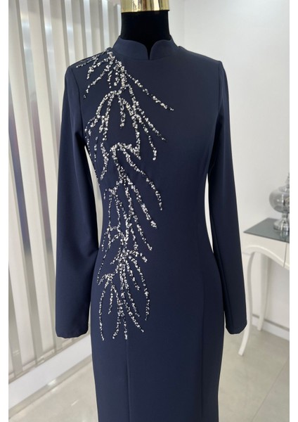 Bahar Tesettür Abiye Lacivert modelleri