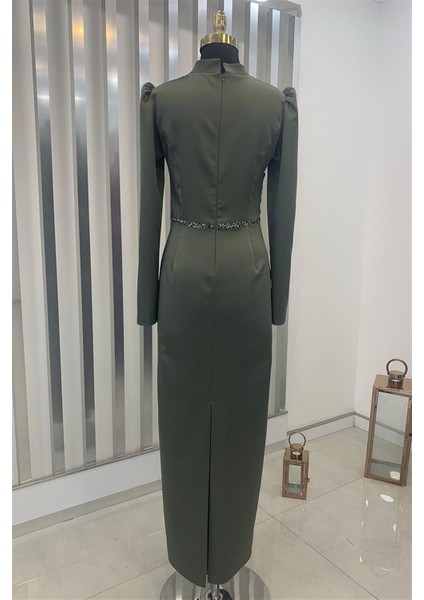 Sare Tesettür Abiye Haki modelleri