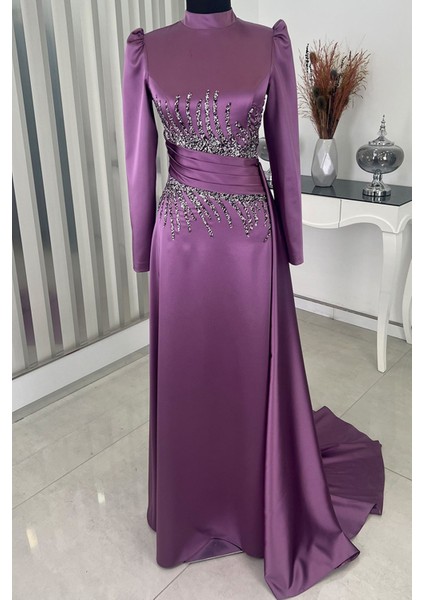 Ceyla Kuyruklu Tesettür Abiye Lila