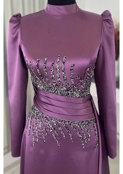 Ceyla Kuyruklu Tesettür Abiye Lila fiyatları