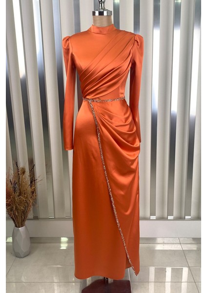 Sare Tesettür Abiye Turuncu