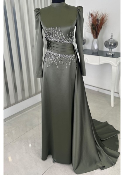 Ceyla Kuyruklu Tesettür Abiye Haki