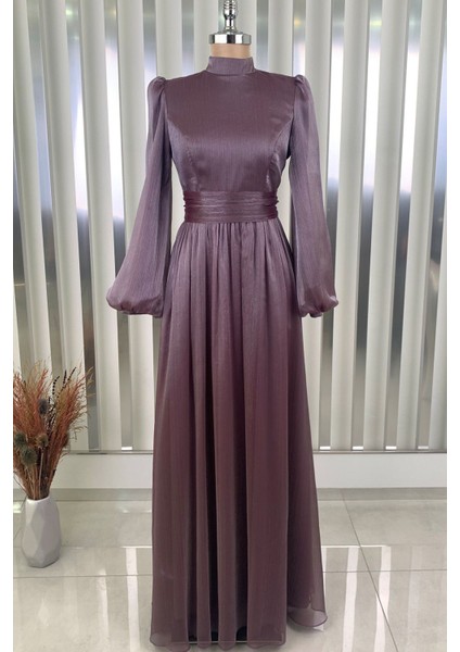 Afra Tesettür Abiye Lila