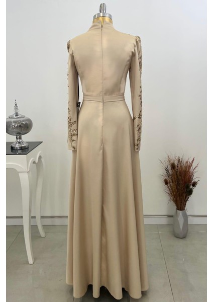 Çağla Tesettür Abiye Gold modelleri