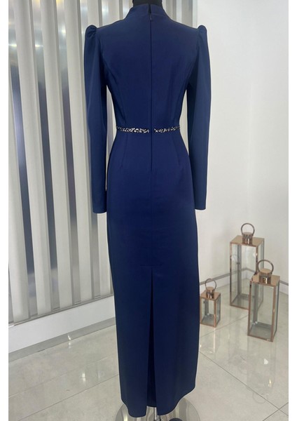 Sare Tesettür Abiye Lacivert modelleri