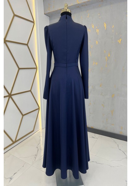 Mina Tesettür Abiye Lacivert modelleri