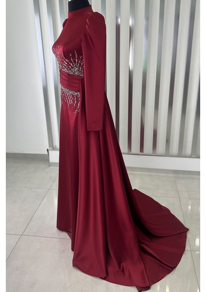 Ceyla Kuyruklu Tesettür Abiye Bordo fiyatları