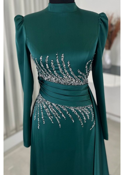 Ceyla Kuyruklu Tesettür Abiye Zümrüt fiyatları