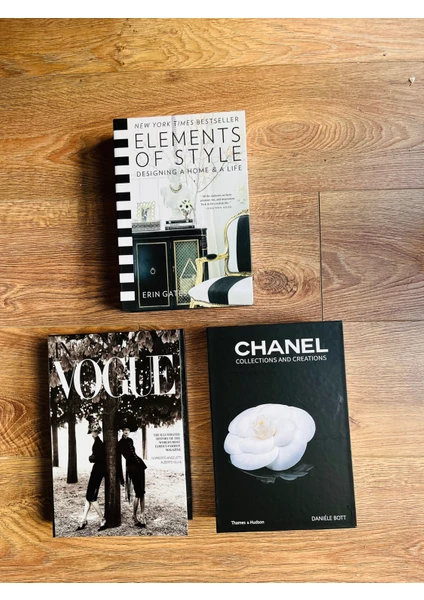 Saccura Dekor Dekoratif Kitap Kutusu Set, Element & Chanel & Vogue 3lü Dekoratif Kutu Seti, Kitap Kutusu Seti